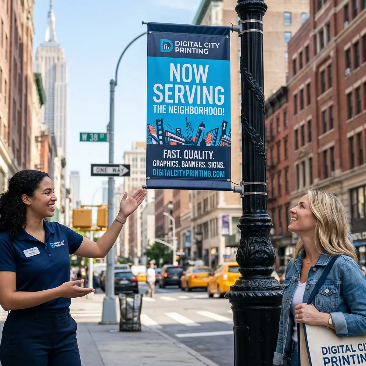 True Double-Sided Printing Double-sided printing on opaque vinyl for avenue banners