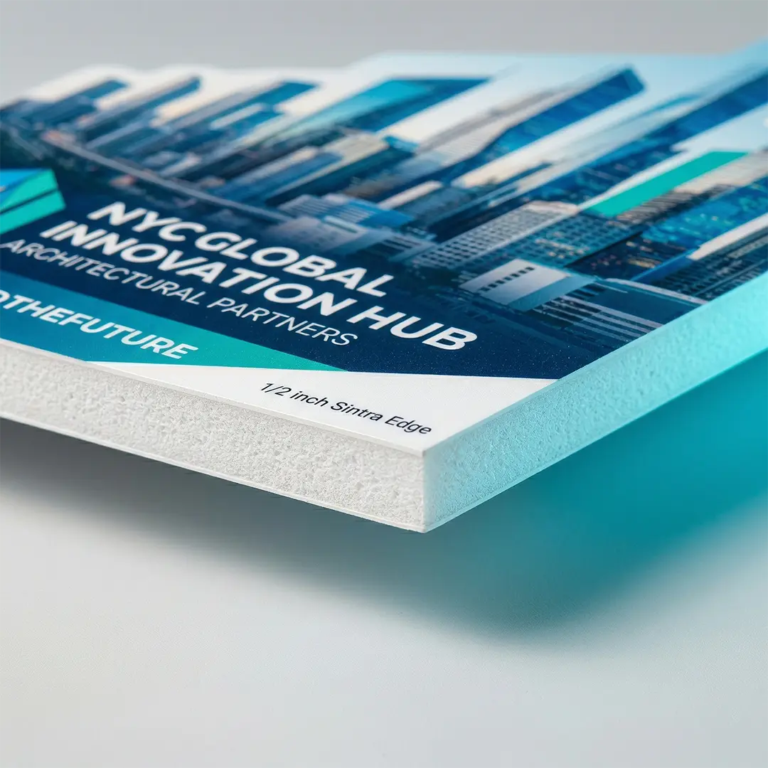 1/2″ Sintra Board Thickness Close-up of 1/2 inch thick rigid Sintra board edge