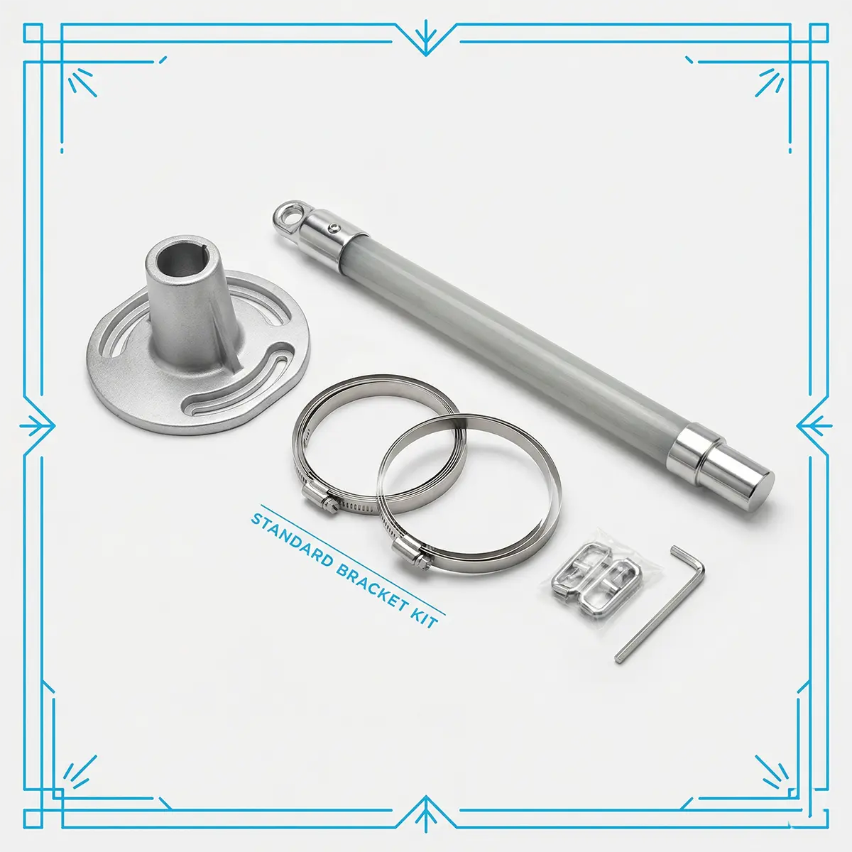 Pole Banner Hardware Kit Cast aluminum and fiberglass bracket hardware kit for hanging street banners