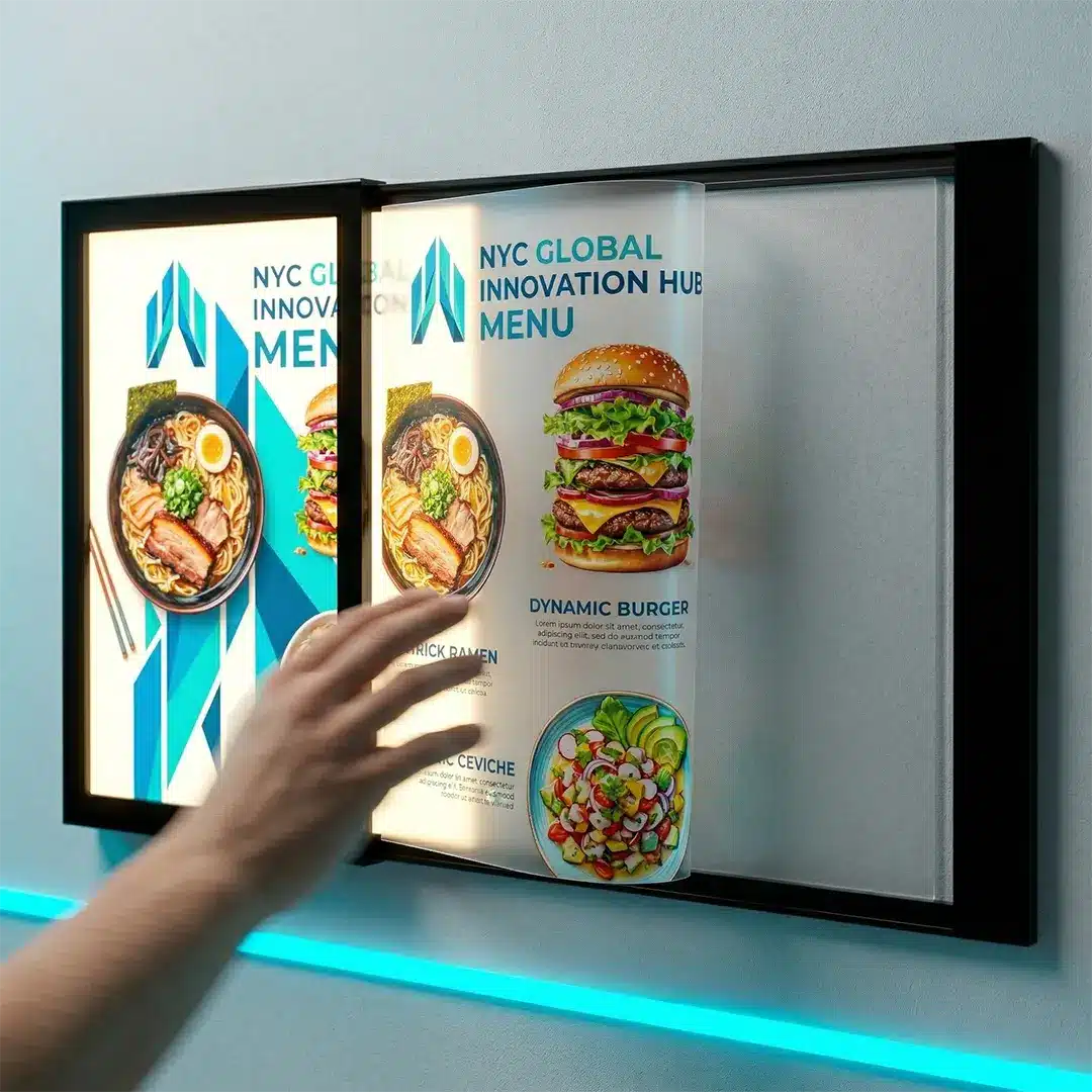 Styrene Menu Board Inserts Styrene printed sheet being used as a backlit menu board insert