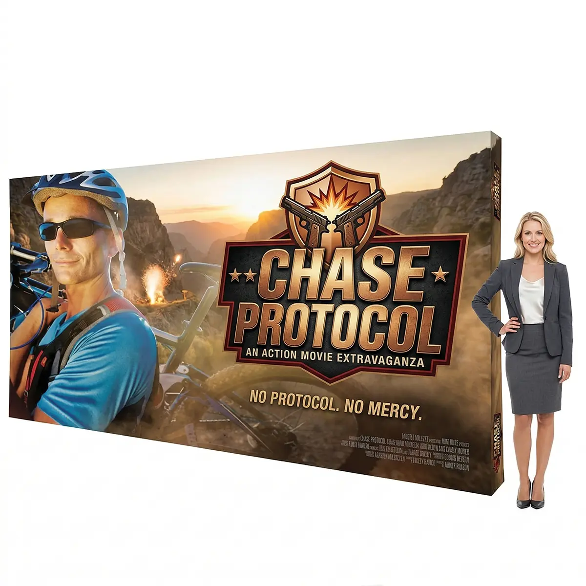 trade-show-booths-midtown-manhattan-nyc A complete trade show booth setup with a 10-foot straight pop up display in a Midtown Manhattan venue.